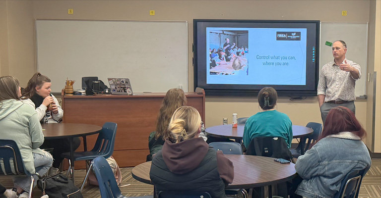 Granrud shares experiences with students at his alma mater